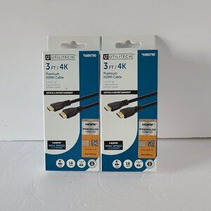 UTILTECH 3FT/4K PREMIUM HDMI CABLE HIGH SPEED-GOLD PLATED CONNECTORS BUNDLE OF 2